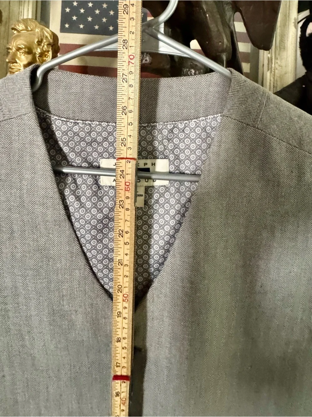 Joseph Abboud Men’s XL Gray Herringbone Suit Vest Waistcoat 5-Button Lined